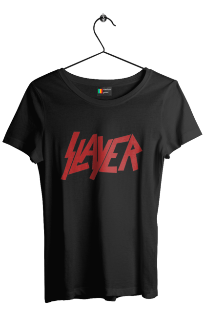 Футболка жіноча з принтом "Slayer". Slayer, грув метал, група, метал група, музика, ню метал, спід метал, треш метал, череп. 2070702