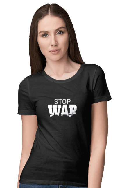 Футболка жіноча з принтом "Stop War". Stop, stop war, війна, мир, ні війні, перемога, україна. futbolka.stylus.ua