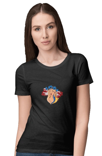 Girl on the map of Ukraine