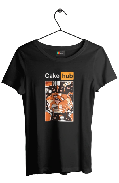 Футболка жіноча з принтом "Кейк Хаб". Брутальна, гумор, кейк хаб, порн хаб, прикол. 2070702