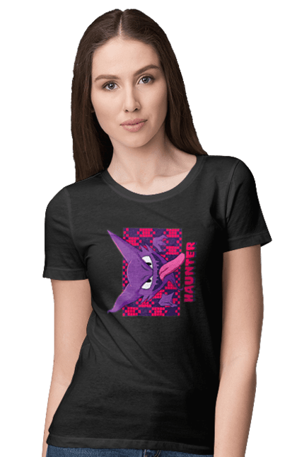 Women's t-shirt with prints Haunter. Anime, games, haunter, nintendo, pokemon, pokemon go. 2070702