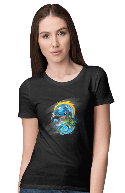 Women's t-shirt with prints Pokemon Squirtle. Anime, games, nintendo, pokemon, pokemon go, squirtle. 2070702