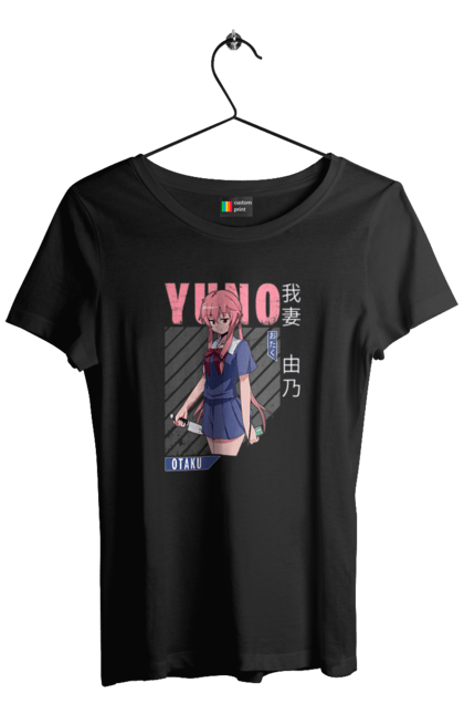 Футболка жіноча з принтом "Щоденник майбутнього Юно Гасай". Anime, future diary, manga, survival game, yuno gasai, аніме, манга, щоденник майбутнього, юно гасай. 2070702