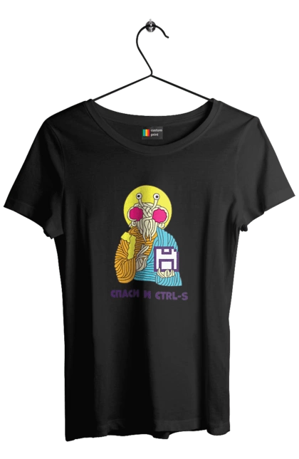 Футболка жіноча з принтом "Врятуй та ctrl+s". It, врятуй та ctrl+s, гумор, іржака, кек, лол, мем, прикол, програміст, радість, сміх. 2070702