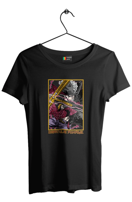 Women's t-shirt with prints One Piece Dracule Mihawk. Anime, dracule mihawk, manga, mihawk, one piece, straw hat pirates. 2070702