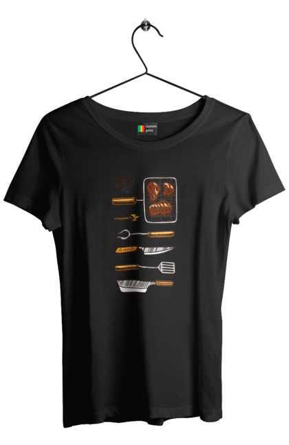 Women`s t-shirt with prints Barbecue Party. B-b-q, fry, meat. 2070702