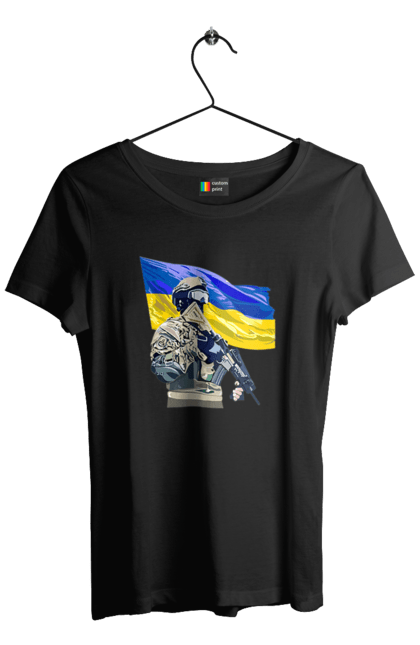 Футболка жіноча з принтом "ЗСУ | Прапор". Війна, герб, збройні сили україни, зсу, патріотична, прапор україни, русский военный корабль, україна, українська символіка, флаг. 2070702