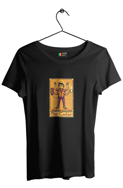 Футболка жіноча з принтом "Карта таро  кодер". Ай ті, айтішник, карта таро, код, програміст, хакер. 2070702