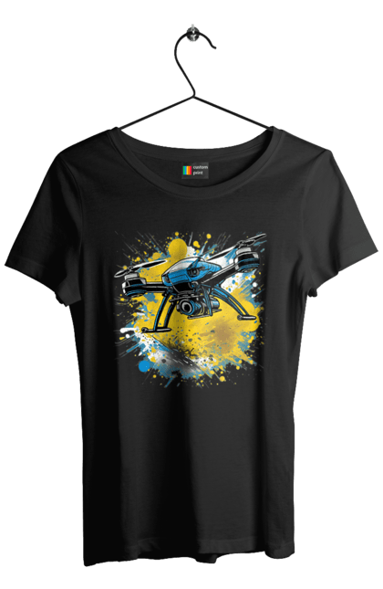 Футболка жіноча з принтом "Дрон". Дрон, зсу, символ україни, україна, фпв дрон. 2070702
