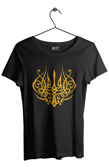 Футболка жіноча з принтом "Герб України". Герб, герб україни, доброго вечора, з гербом україни, з тризубом, зсу, патріотична, прапор. 2070702