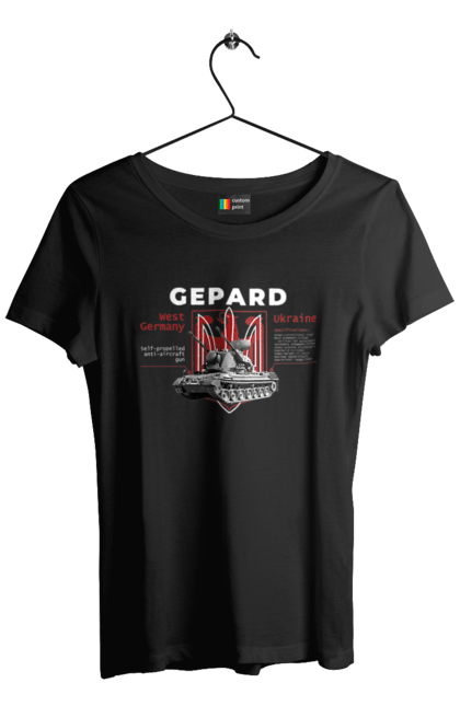 Футболка жіноча з принтом "Gepard". F16, gepard, nasams, stinger, zuzana, гаубиця, два герби, залужний, сюзанна. 2070702