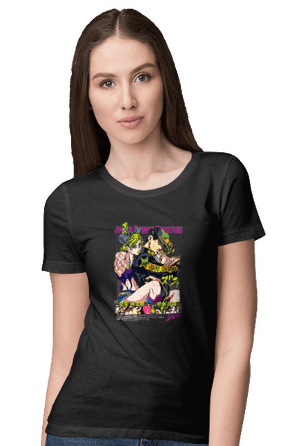 Women's t-shirt with prints JOJO Jolyne Cujoh. Anime, jojo, jojo`s bizarre adventure, jojo’s bizarre adventure, jolyne cujoh, manga. 2070702