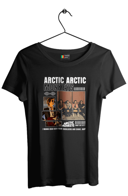 Women's t-shirt with prints Arctic Monkeys. Arctic monkeys, garage rock, group, indie rock, music, post-punk revival, psychedelic rock, rock. 2070702