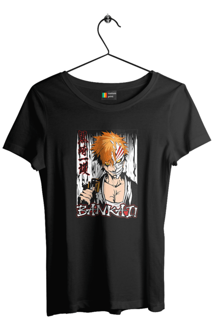 Футболка жіноча з принтом "Бліч Куросакі Ічіґо". Anime, bleach, ichigo kurosaki, manga, аніме, бліч, ічіго, куросакі ічіґо, манга. 2070702