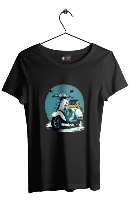 Футболка жіноча з принтом "Мопед". Відпочинок, літо, мопед, скутер, швидкість. 2070702