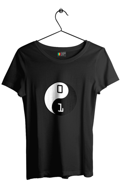 Футболка жіноча з принтом "Інь Янь". Angular, c, css, html, it, javascript, jquery, php, python, react, svelt, vue, айтишник, айті, гумор, код, кодувати, прогер, програміст, програмісти, ти ж, ти ж програміст, тиж програміст. 2070702