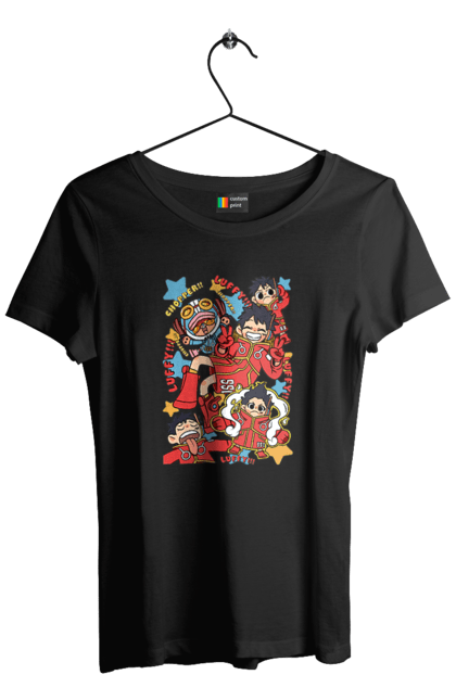 Women's t-shirt with prints One Piece Luffy. Anime, luffy, manga, monkey de luffy, one piece, pirates. 2070702