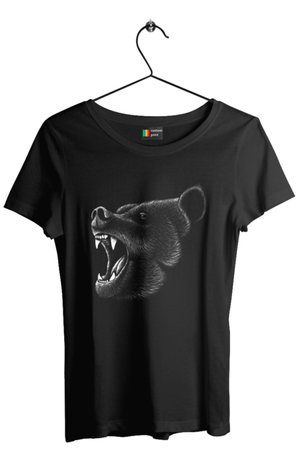 Футболка жіноча з принтом "Oso 2". Bear, ведмідь, впасти, зуби, тварина, шість. CustomPrint.market