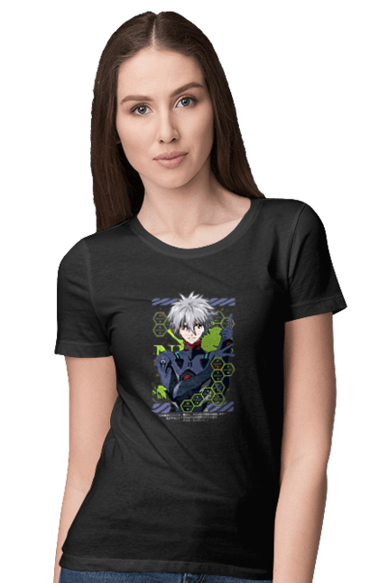 Футболка жіноча з принтом "Євангеліон Каору". Kaworu, kaworu nagisa, neon genesis evangelion, nerv, аніме, єва, євангеліон, каору, каору наґіса, манга. 2070702