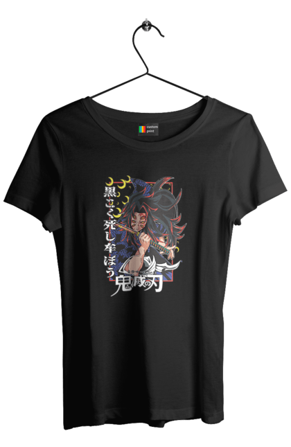 Women's t-shirt with prints Demon Slayer Kokushibo. Anime, demon slayer, eternal paradise faith, kimetsu no yaiba, kokushibo, manga, nezuko, twelve kizuki, upper rank six. 2070702