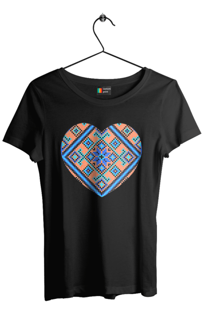 Women`s t-shirt with prints Heart embroidery. Cross stitch, embroidered shirt, embroidery, heart, i love ukraine, symbols of ukraine, traditions of ukraine, ukraine. 2070702