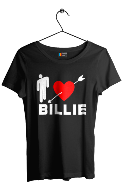 Футболка жіноча з принтом "Біллі Айліш". Біллі айліш, логотип біллі айліш, принт біллі айліш, співачка біллі айліш. 2070702