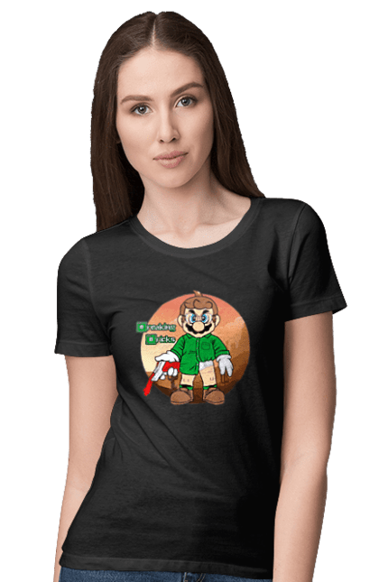 Women's t-shirt with prints Breaking Bad Mario. Breaking bad, character, game, mario, mario bros, nintendo, super mario bros. 2070702