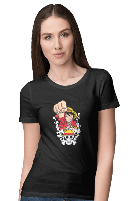 Women's t-shirt with prints One Piece Luffy. Anime, luffy, manga, monkey de luffy, one piece, pirates. 2070702