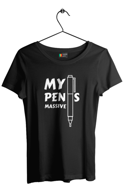 Футболка жіноча з принтом "Моя ручка величезна". Гумор, мем, моя ручка величезна, прикол, прикольна, смішна. 2070702