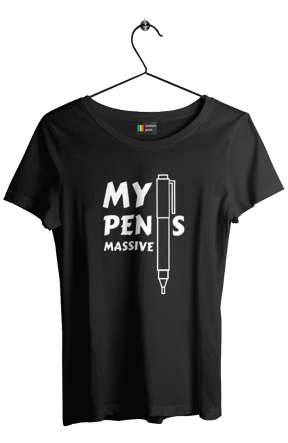 Футболка жіноча з принтом "Моя ручка величезна". Гумор, мем, моя ручка величезна, прикол, прикольна, смішна. 2070702