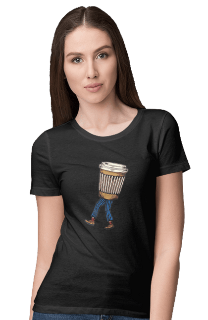 Футболка жіноча з принтом "Людина Кава". Кава. 2070702