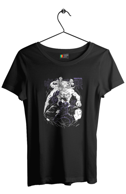 Women's t-shirt with prints Jujutsu Kaisen Megumi. Anime, dark fantasy, fushiguro, fushiguro megumi, jujutsu kaisen, magic battle, manga, megumi, mystic. 2070702