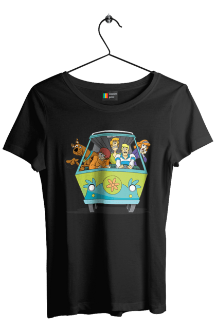 Women`s t-shirt with prints Scooby Doo Machine. Car, cartoon, dog, scooby doo. 2070702