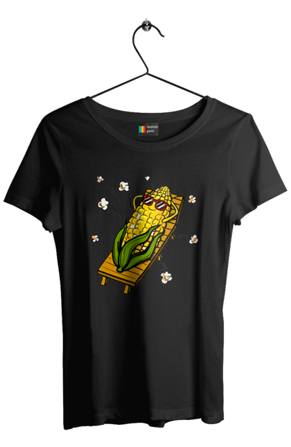 Women`s t-shirt with prints Corn Suns On A Lounger. Corn, lounger, popcorn. 2070702