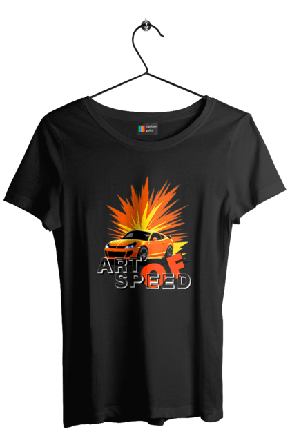 Футболка жіноча з принтом "Мистецтво швидкості". Авто, автомобіліст, автомобіль, водій, швидкість. 2070702