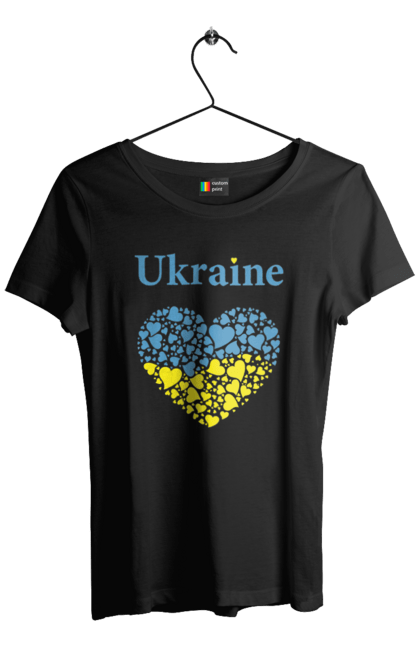 Футболка жіноча з принтом "Ukraine Heart". Прапор, серце, україна. 2070702