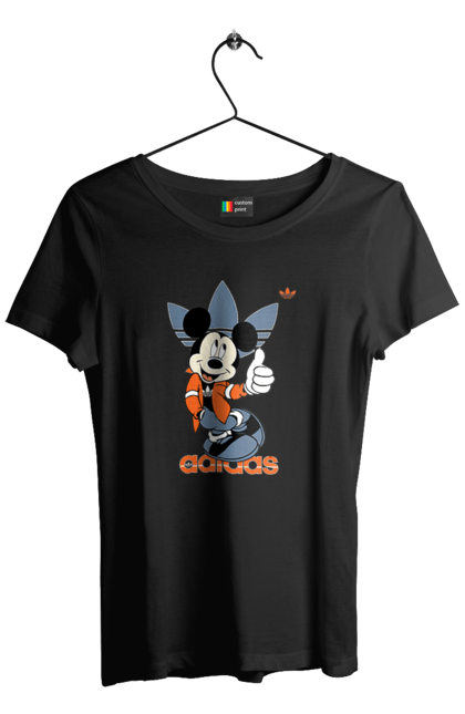 Футболка жіноча з принтом "Adidas Міккі Маус". Adidas, mickey mouse, адідас, дісней, міккі, міккі маус, мультфільм. 2070702