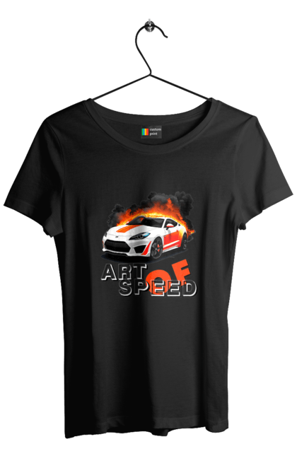 Футболка жіноча з принтом "Швидкість". Авто, автомобіль, автомобільний, гонка, швидкість. 2070702