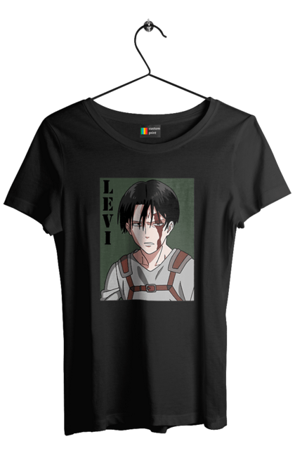 Футболка жіноча з принтом "Атака Титанів Леві Аккерман". Attack on titan, аніме, атака титанів, бойовик, драма, леві акерман, манга, постапокаліптика, темне фентезі. PrintMarket - інтернет-магазин одягу та аксесуарів з принтами плюс конструктор принтів - створи свій унікальний дизайн