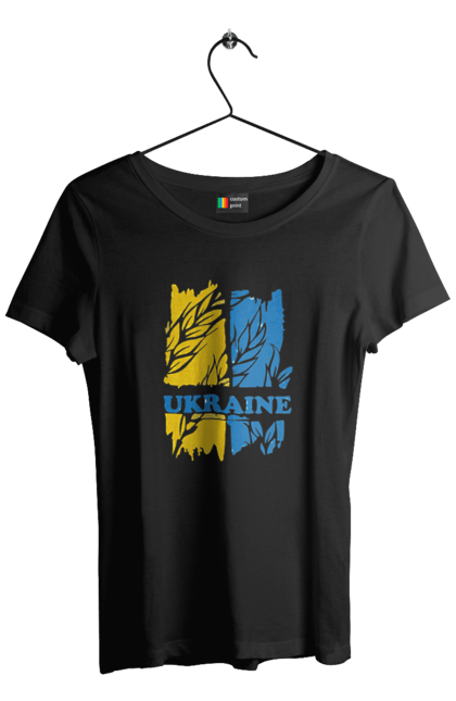 Футболка жіноча з принтом "Україна колоски пшениці". Колоски пшениці, символ україни, україна, україна колоски пшениці, українська символіка. 2070702