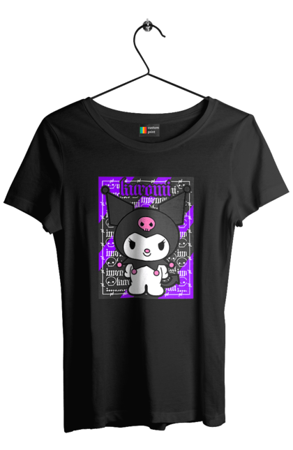 Women's t-shirt with prints Hello Kitty Kuromi. Anime, character, hello kitty, kuromi, my melody, sanrio. 2070702