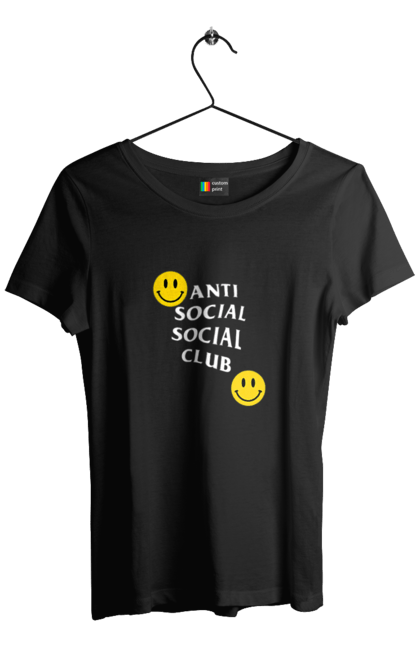 Футболка жіноча з принтом "Anti Social Club". Anti social club, club, popular, ptetty, smile. futbolka.stylus.ua