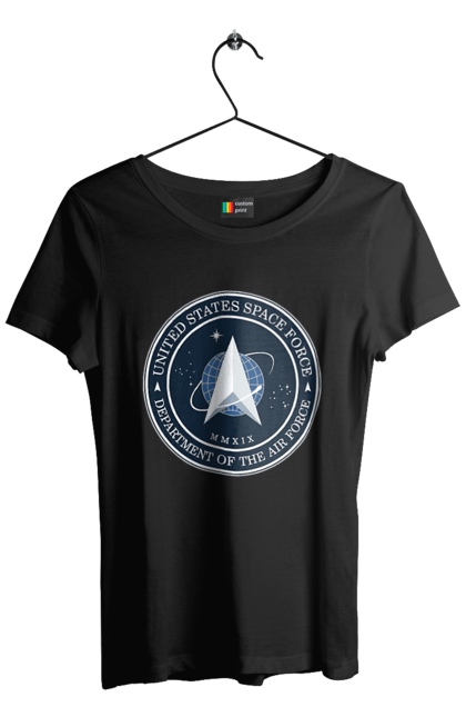 Women's t-shirt with prints United States Space Force. Emblem, political, politics, space, space force, space travel, united states, ussf. 2070702