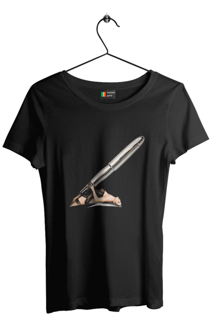 Футболка жіноча з принтом "Великий Патрон". Дівчина, куля, патрон. 2070702