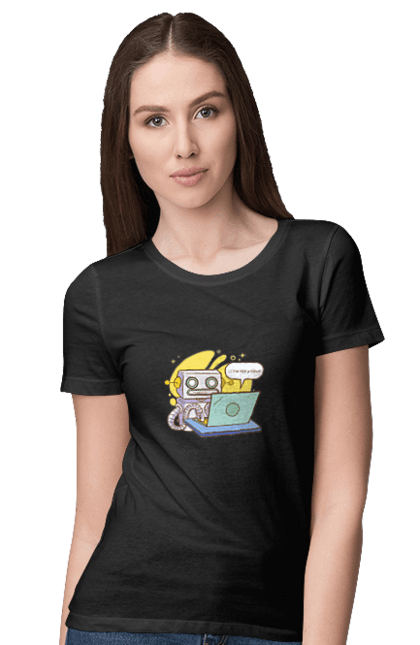 Футболка жіноча з принтом "Я не робот Хакер зрозуміє 404 до дня програміста". 404, aws, backend, c++, cloud, css, frontend, golang, java, js, linux, python, script, web, ай ті, айті, айтішник, верстка, дата, код, компьютер, лаптоп, облако, ошибка, програміст, программа, программист, програмування, робот, хакер, язык. 2070702