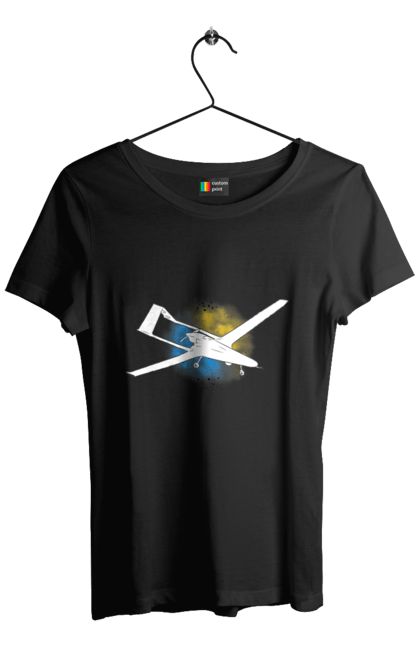 Футболка жіноча з принтом "Товариш байрактар". Акварель, байрактар, небо, славаукраїні, україна. 2070702