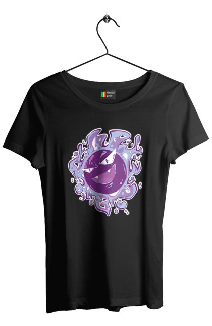 Women's t-shirt with prints Pokemon Gastly. Anime, games, gastly, nintendo, pokemon, pokemon go. 2070702