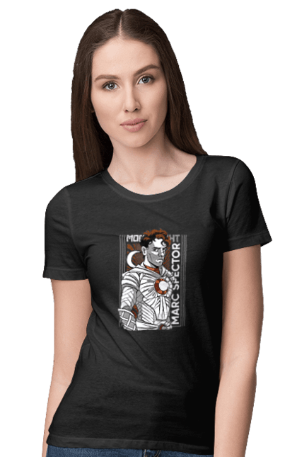 Women's t-shirt with prints Moon Knight. Marc spector, marvel, mcu, moon knight, series, steven grant, tv show. 2070702