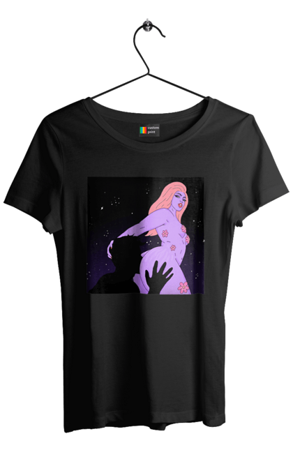 Футболка жіноча з принтом "Фіолетова Дівчина". Дівчина, тіло. 2070702
