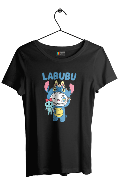 Футболка жіноча з принтом "Лабубу". Іграшка лабубу, лабубу, лабубу кока кола, мерч лабубу, мила, синя лабаба, смішна лабубу. 2070702